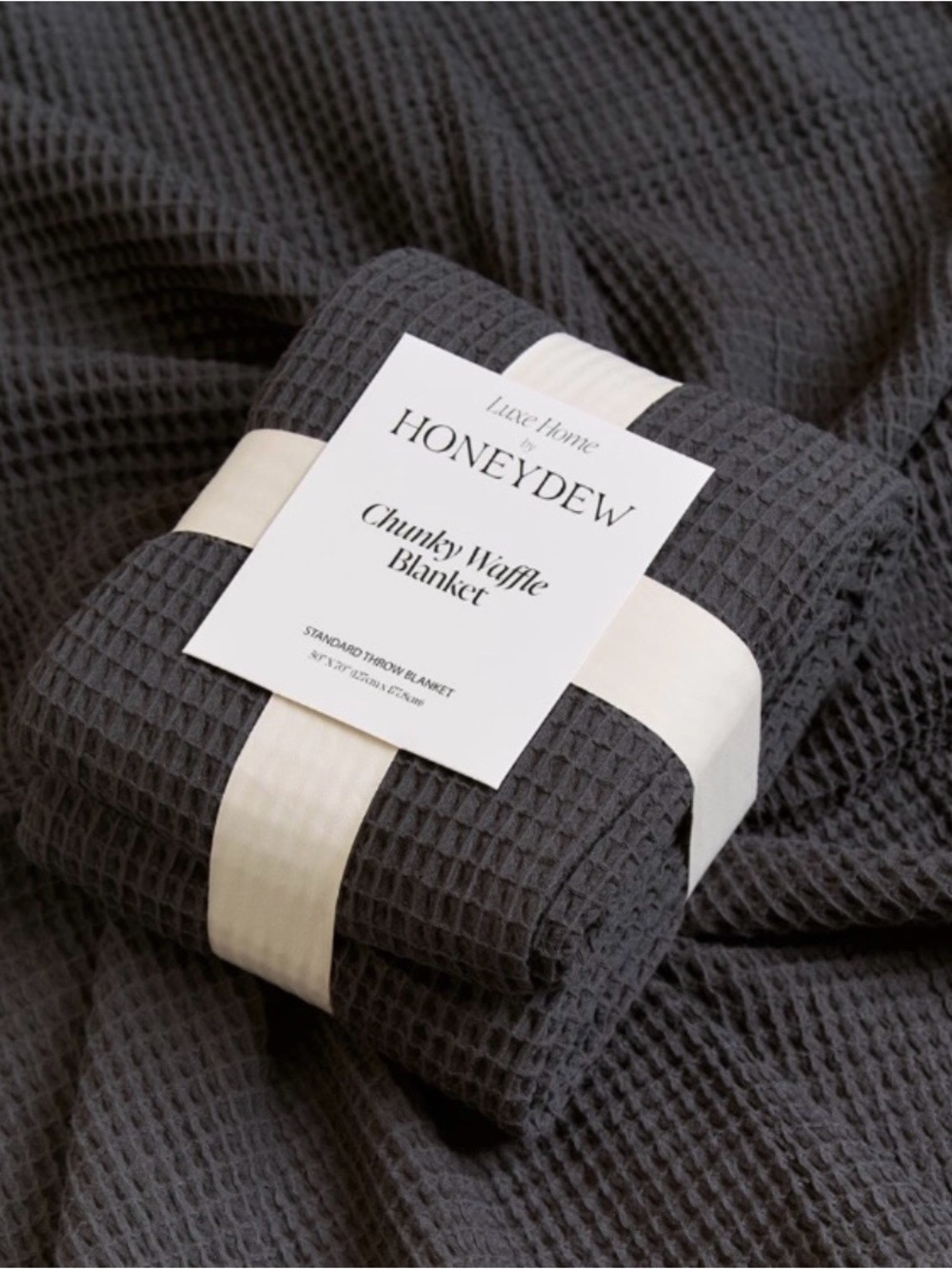 Honeydew Intimates Chunky Waffle Throw Blanket Charcoal 50” X 70” NEW